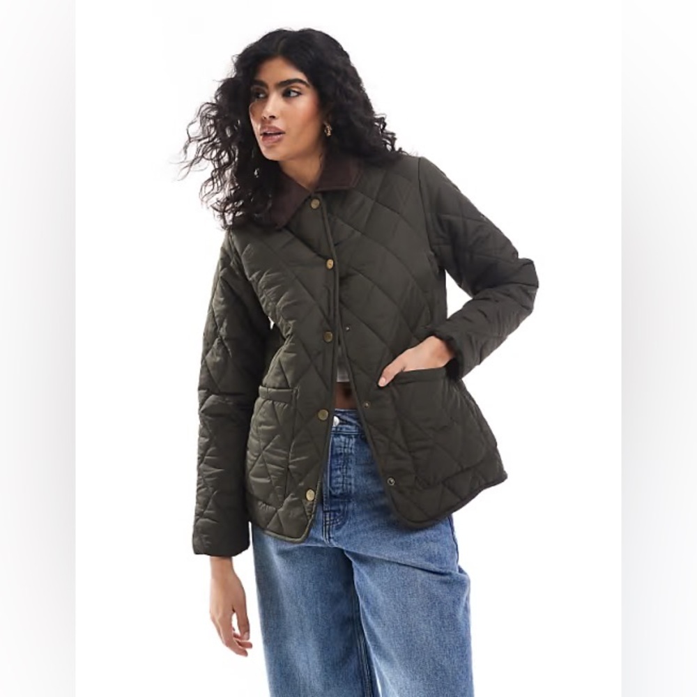 ASOS Quilted Puffer Jacket - Dark Green Size 4